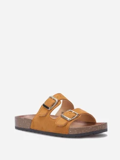 Clearance La Modeuse Mules en suédine avec deux brides Camel