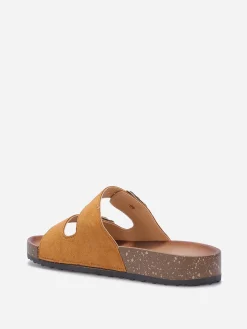 Clearance La Modeuse Mules en suédine avec deux brides Camel