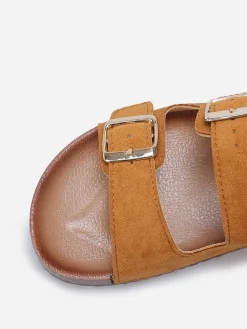 Clearance La Modeuse Mules en suédine avec deux brides Camel