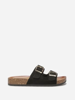 Online La Modeuse Mules en suédine avec deux brides Noir