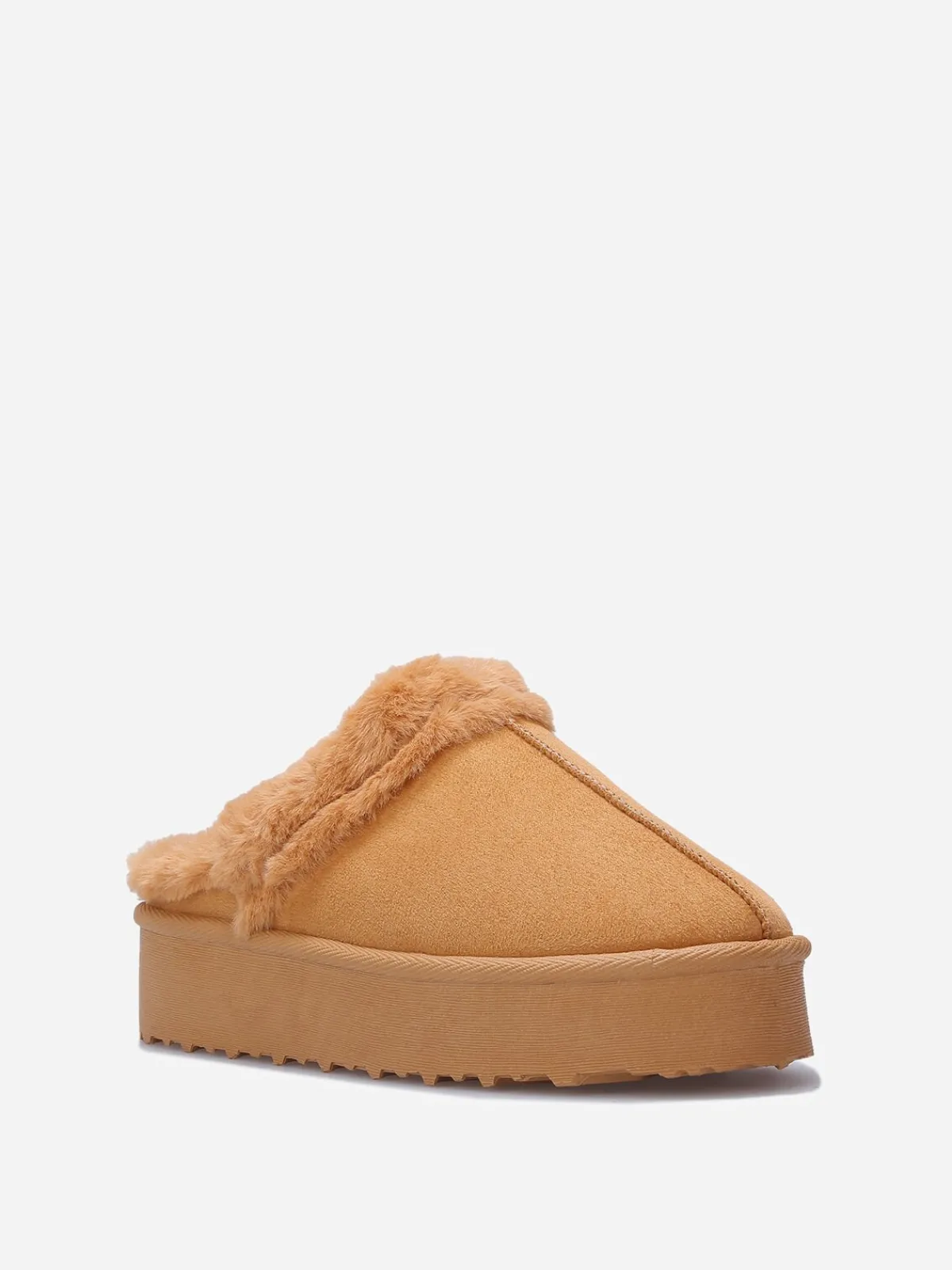 Online La Modeuse Mules en suédine fourrées Camel