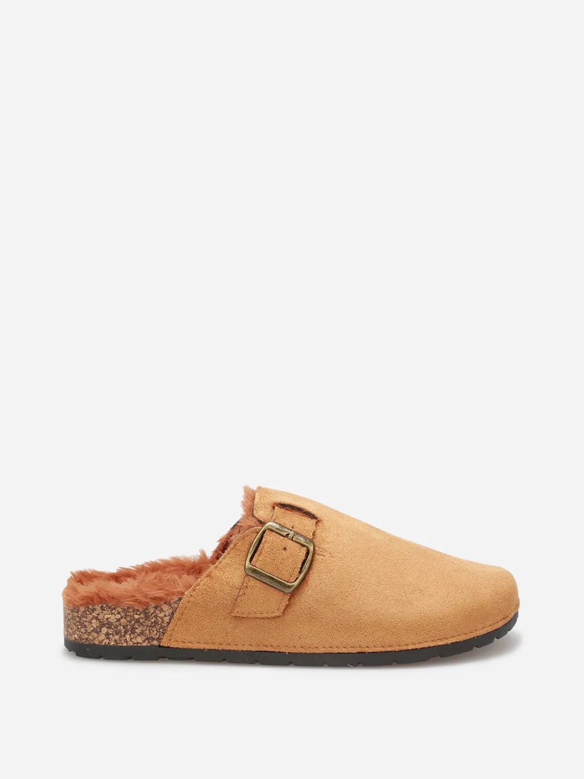Sale La Modeuse Mules en suédine fourrées à bride Camel