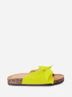 La Modeuse Mules  fluo en tissu et noeud Jaune