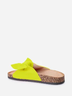 La Modeuse Mules  fluo en tissu et noeud Jaune