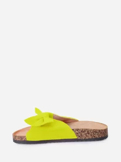La Modeuse Mules  fluo en tissu et noeud Jaune