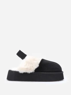 La Modeuse Mules fourrées à plateforme Noir