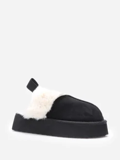 La Modeuse Mules fourrées à plateforme Noir