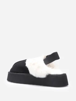 La Modeuse Mules fourrées à plateforme Noir