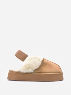Online La Modeuse Mules fourrées à plateforme Camel