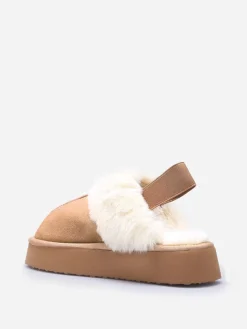 Online La Modeuse Mules fourrées à plateforme Camel