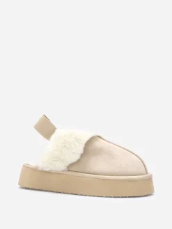 Hot La Modeuse Mules fourrées à plateforme Beige