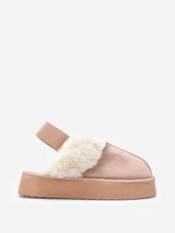 Hot La Modeuse Mules fourrées à plateforme Taupe