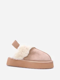 Hot La Modeuse Mules fourrées à plateforme Taupe