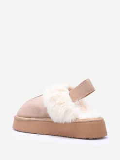 Hot La Modeuse Mules fourrées à plateforme Taupe