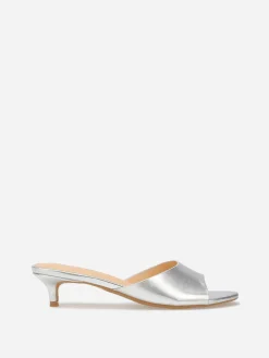 Outlet La Modeuse Mules kitten heels Argenté