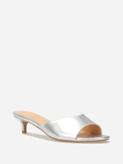 Outlet La Modeuse Mules kitten heels Argenté