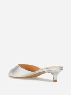 Outlet La Modeuse Mules kitten heels Argenté