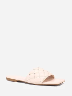 Best La Modeuse Mules  matelassées avec clous Beige