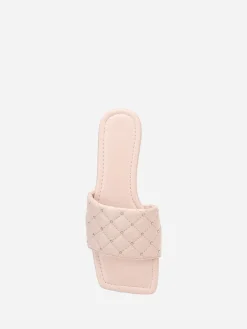 Best La Modeuse Mules  matelassées avec clous Beige