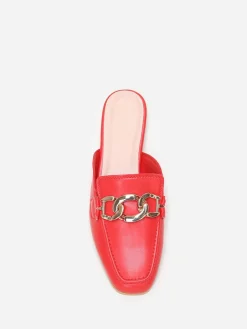 New La Modeuse Mules mocassins  avec bride à maillons Rouge