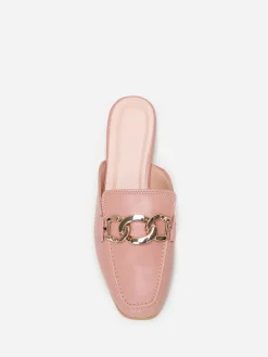 Sale La Modeuse Mules mocassins  avec bride à maillons Rose