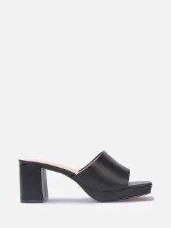 La Modeuse Mules plateforme à talon grandes tailles Noir