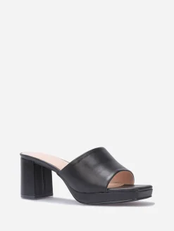La Modeuse Mules plateforme à talon grandes tailles Noir
