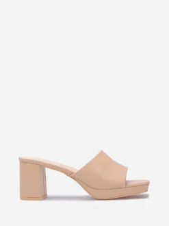 La Modeuse Mules plateforme à talon grandes tailles Beige