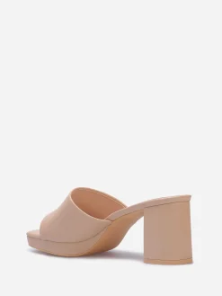 La Modeuse Mules plateforme à talon grandes tailles Beige