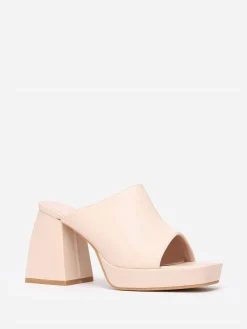 Best La Modeuse Mules plateformes  à talon trapèze Beige