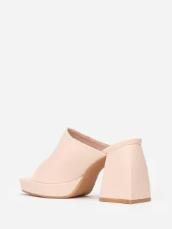 Best La Modeuse Mules plateformes à talon trapèze Beige