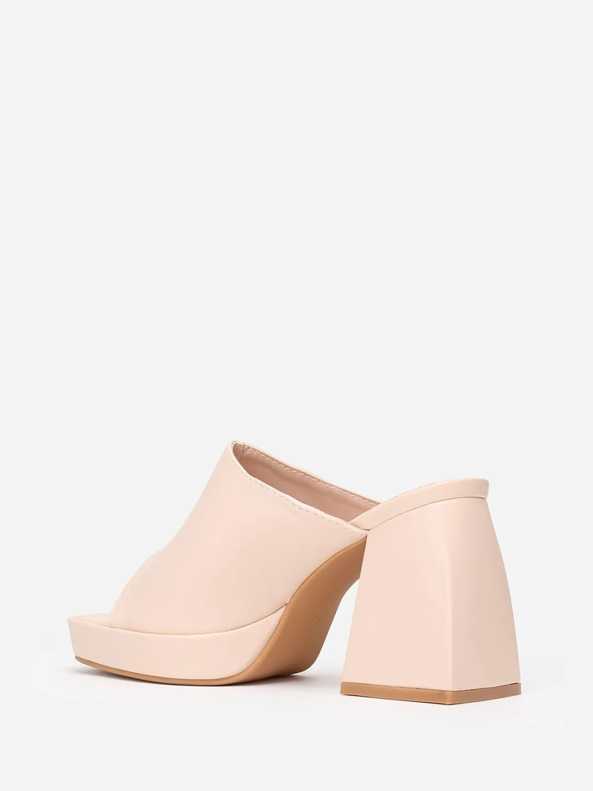 Best La Modeuse Mules plateformes à talon trapèze Beige