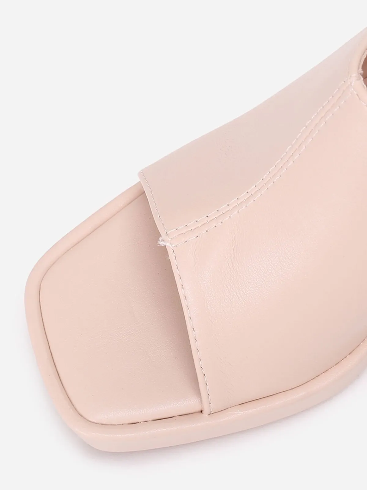Best La Modeuse Mules plateformes à talon trapèze Beige