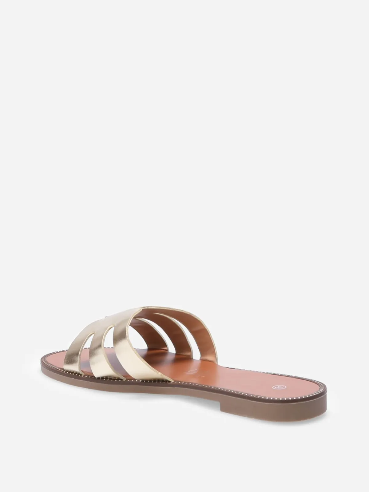 La Modeuse Mules plates à bride ajourée et clous Doré