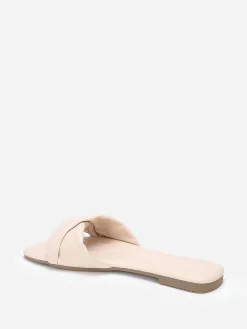 Discount La Modeuse Mules plates à bride torsadée en simili Beige