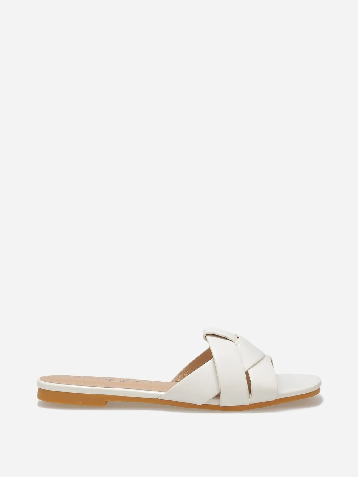 Discount La Modeuse Mules plates à brides entrecroisées Blanc