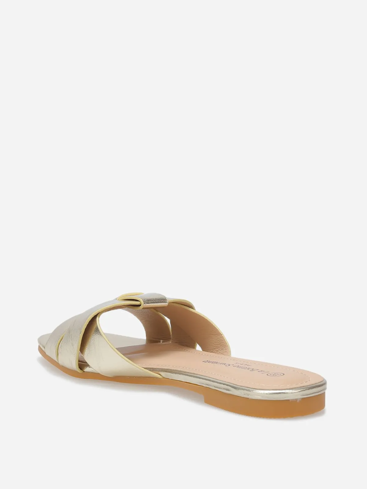 New La Modeuse Mules plates à brides entrecroisées Doré