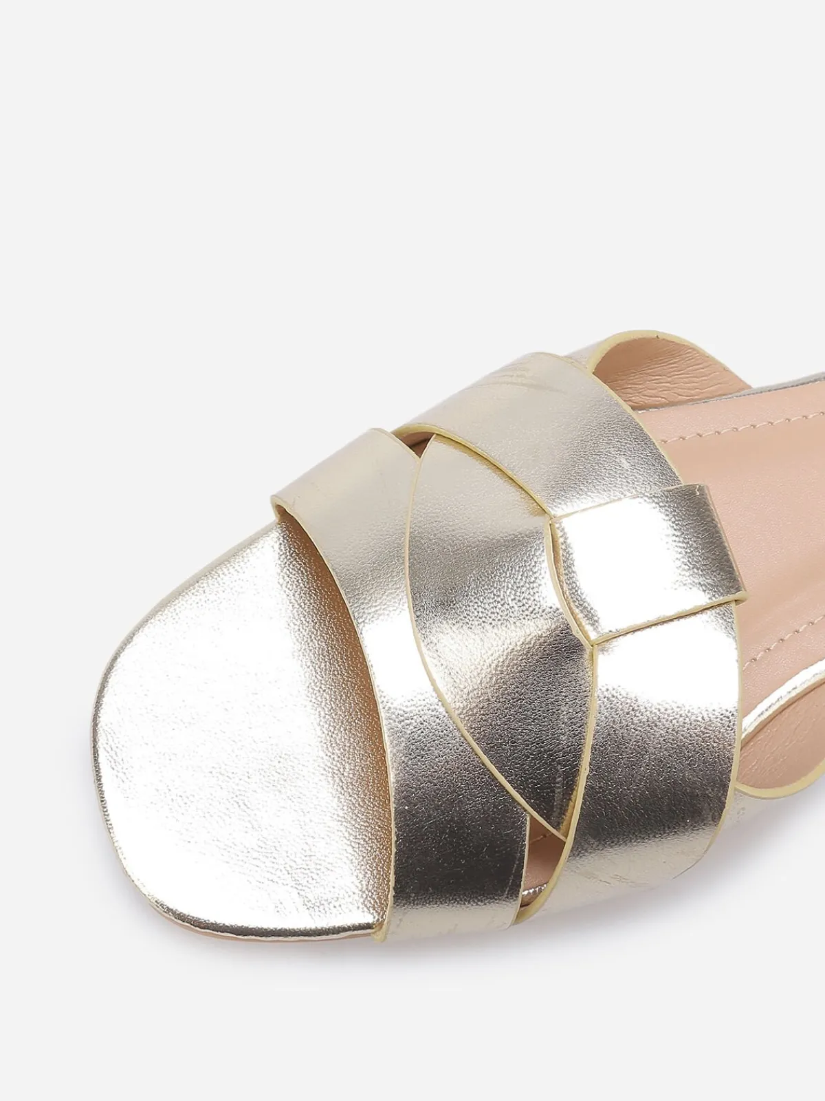 New La Modeuse Mules plates à brides entrecroisées Doré