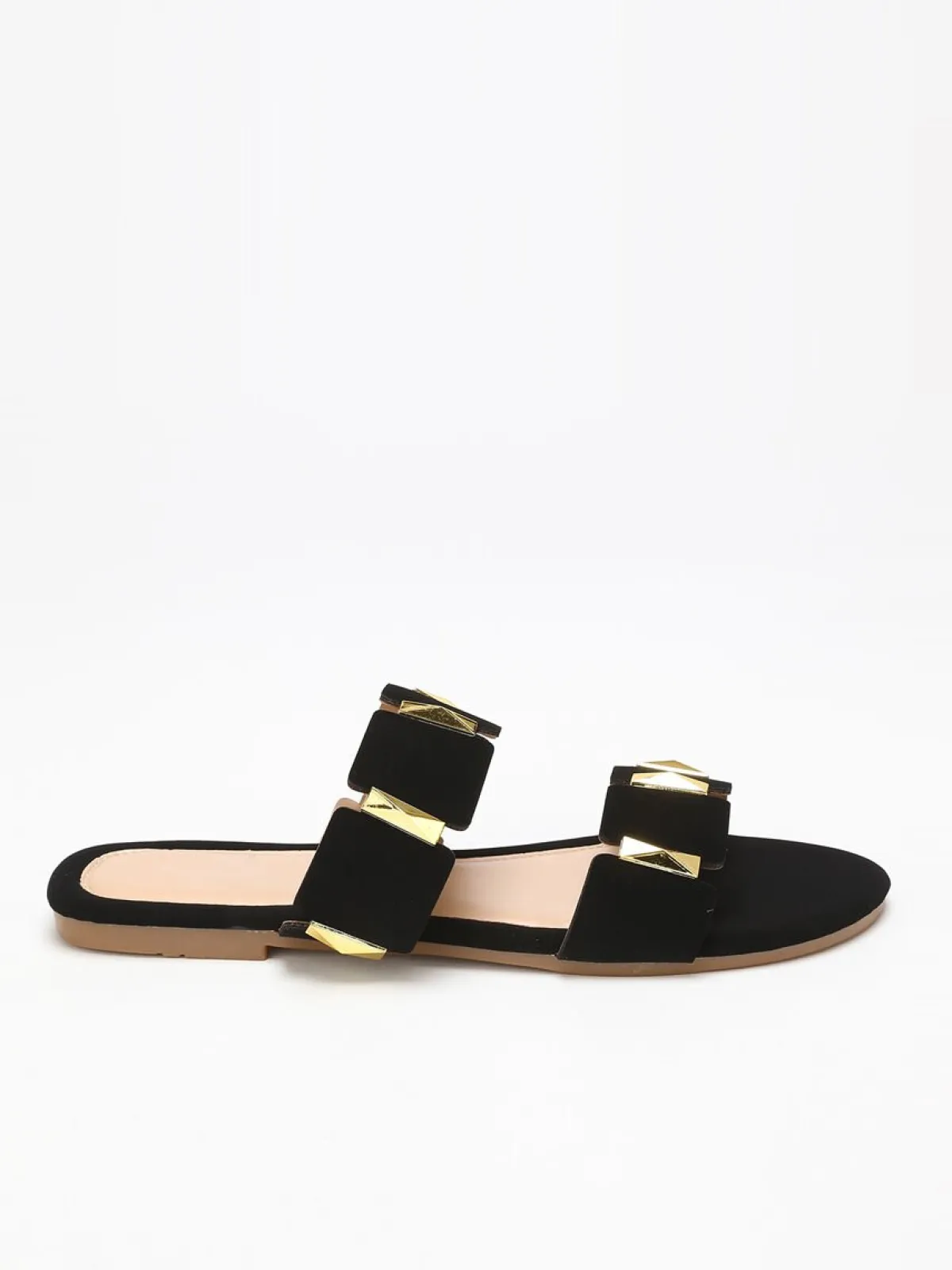 Outlet La Modeuse Mules plates à brides et détails grandes tailles Noir