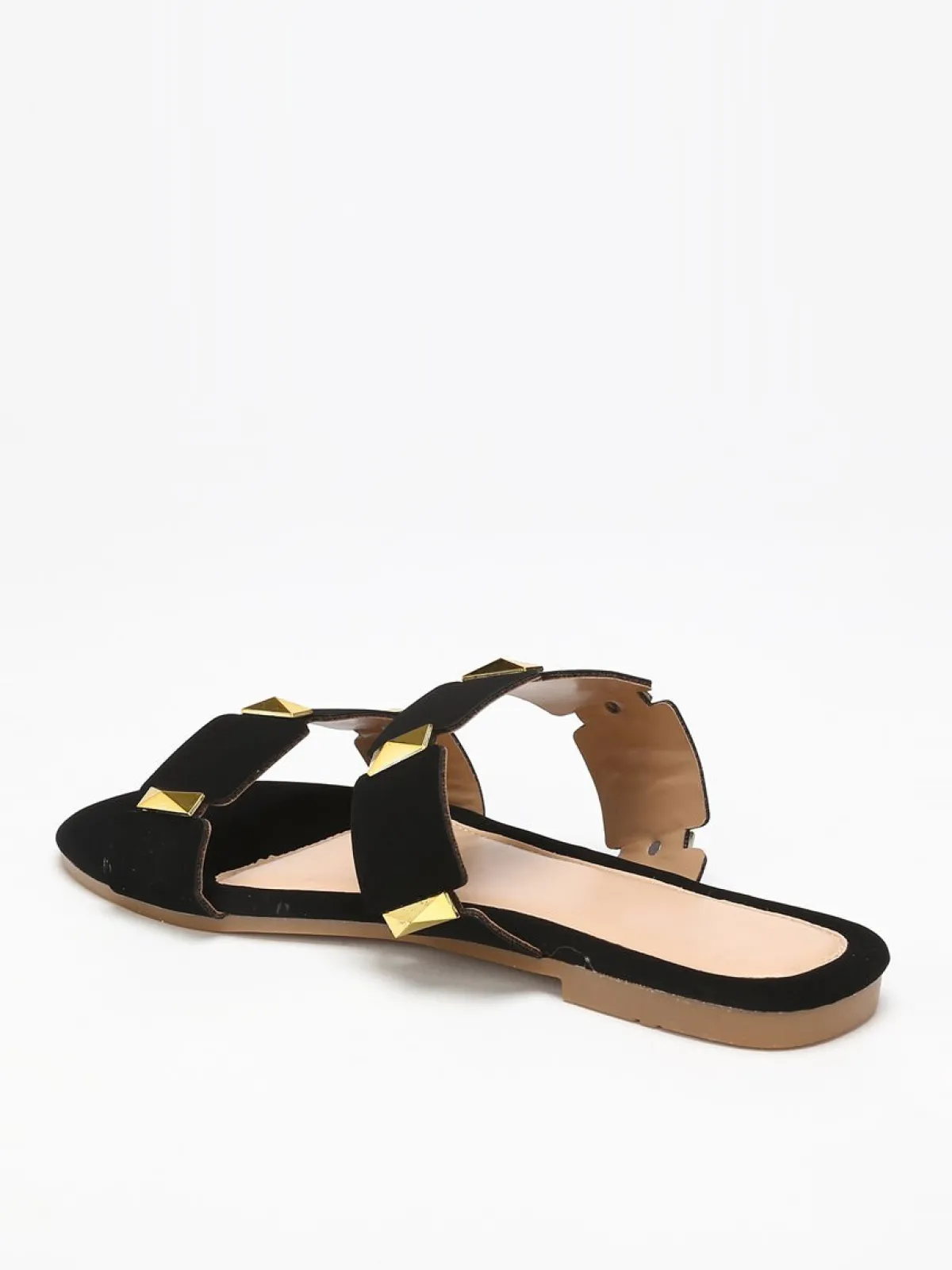 Outlet La Modeuse Mules plates à brides et détails grandes tailles Noir