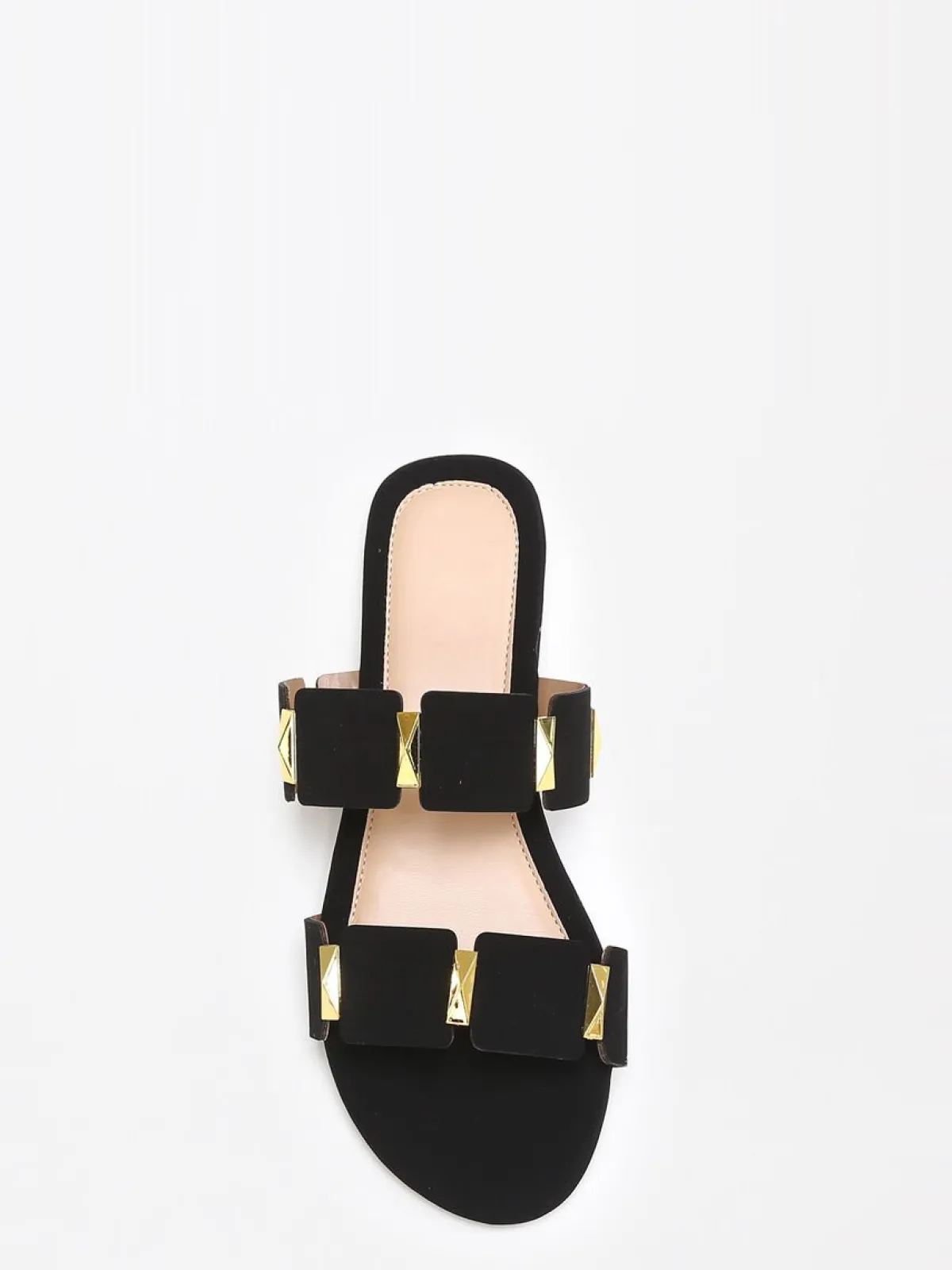 Outlet La Modeuse Mules plates à brides et détails grandes tailles Noir