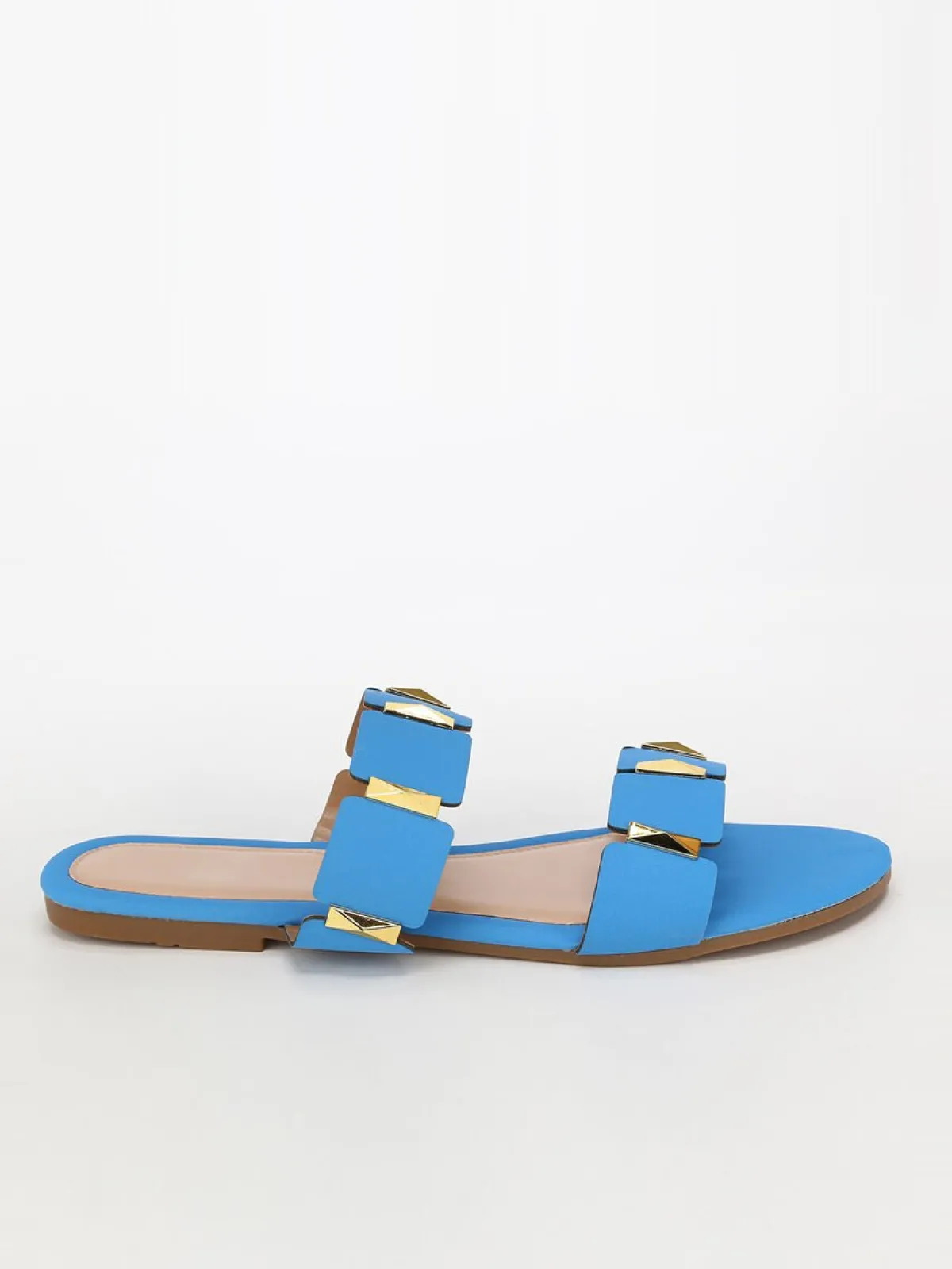 La Modeuse Mules plates à brides et détails grandes tailles Bleu