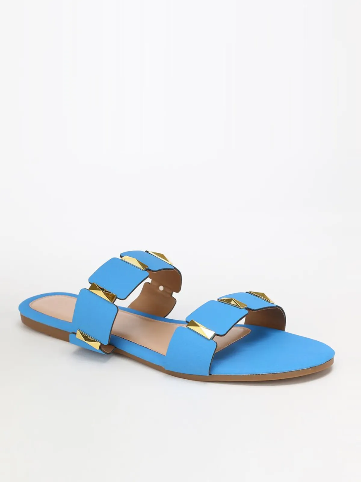 La Modeuse Mules plates à brides et détails grandes tailles Bleu