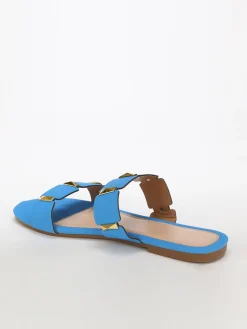 La Modeuse Mules plates à brides et détails grandes tailles Bleu