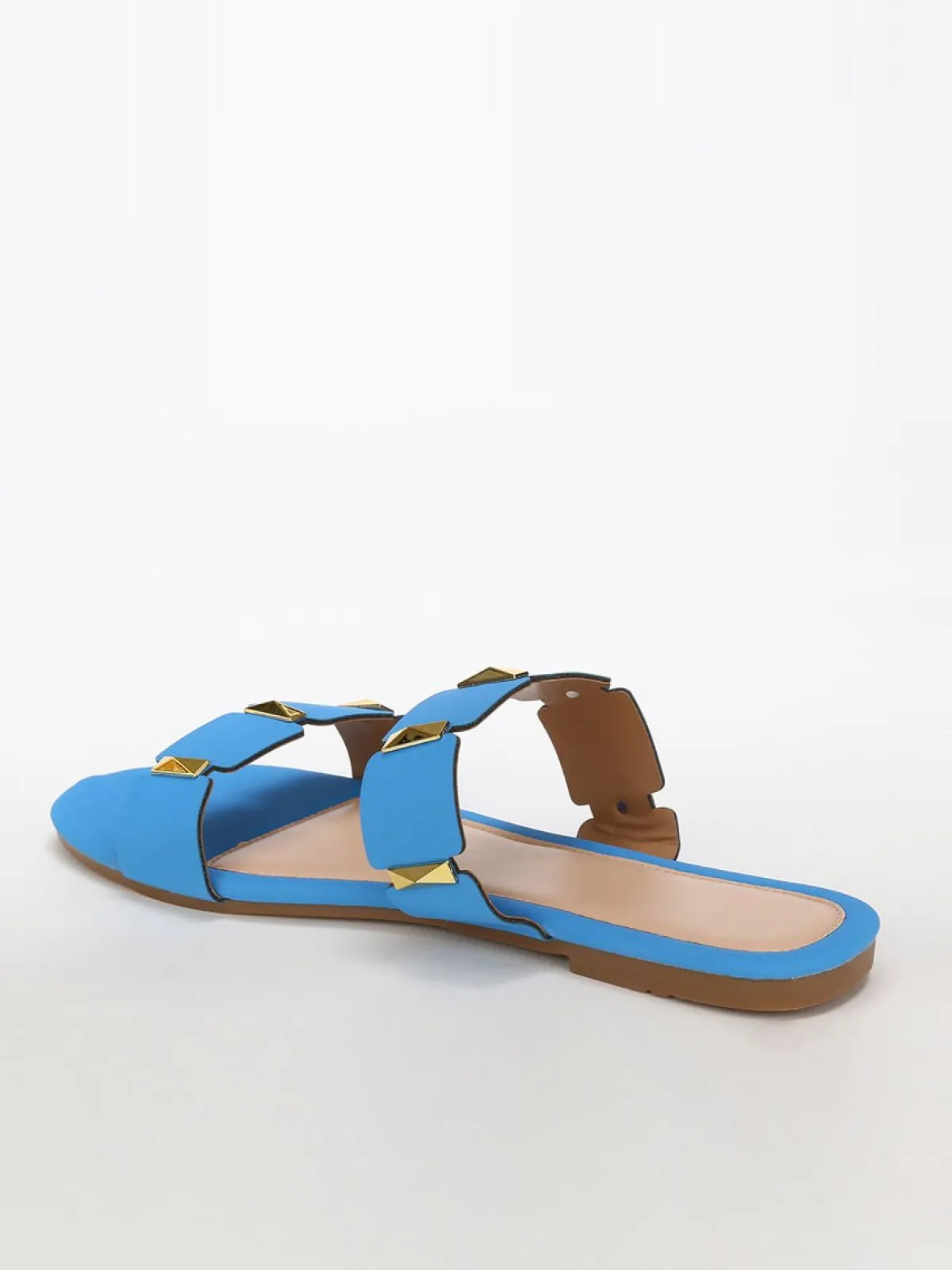 La Modeuse Mules plates à brides et détails grandes tailles Bleu