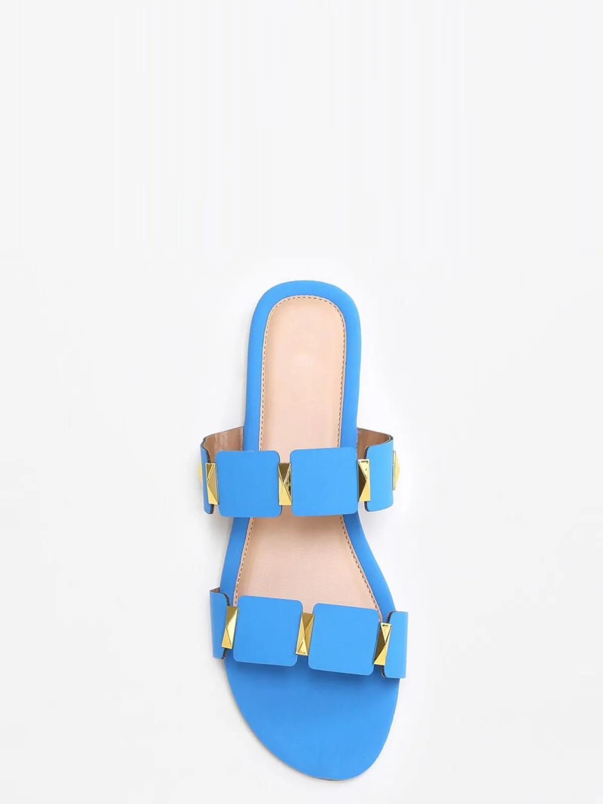 La Modeuse Mules plates à brides et détails grandes tailles Bleu