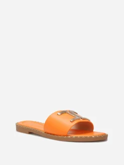 Discount La Modeuse Mules plates à détails dorés Orange