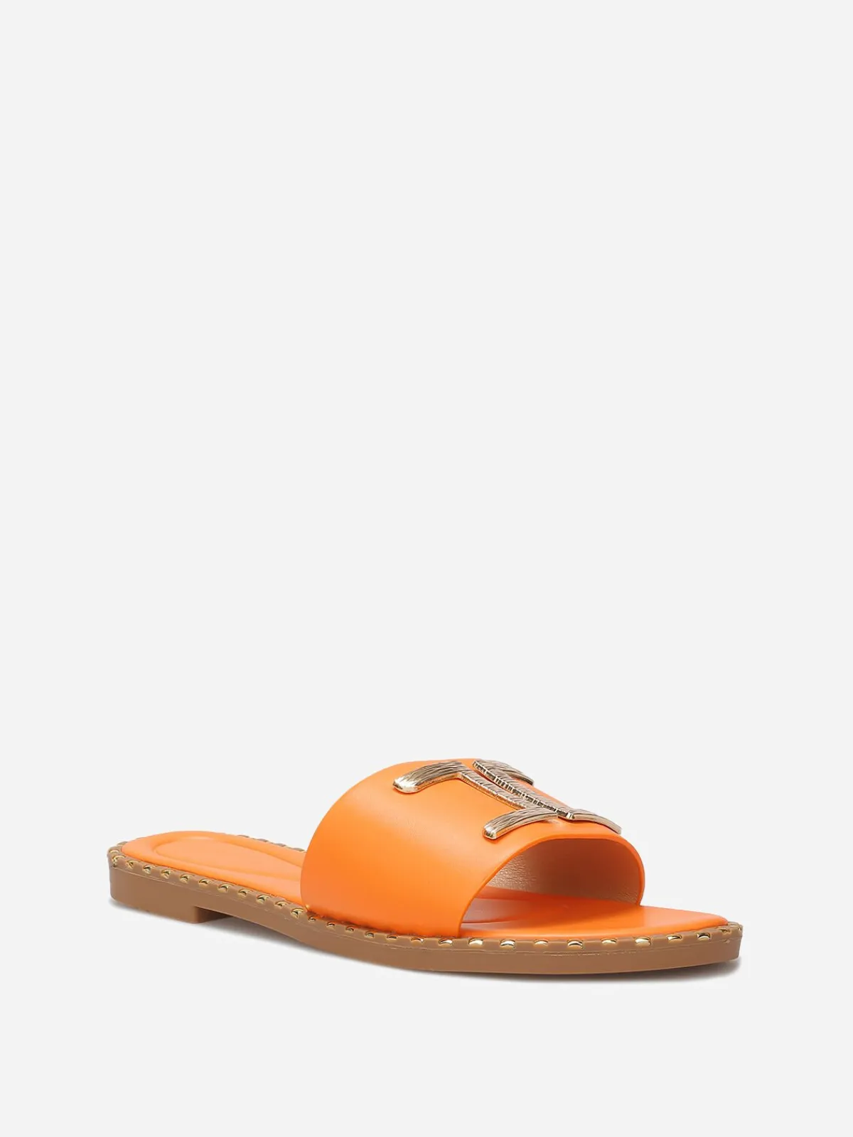 Discount La Modeuse Mules plates à détails dorés Orange