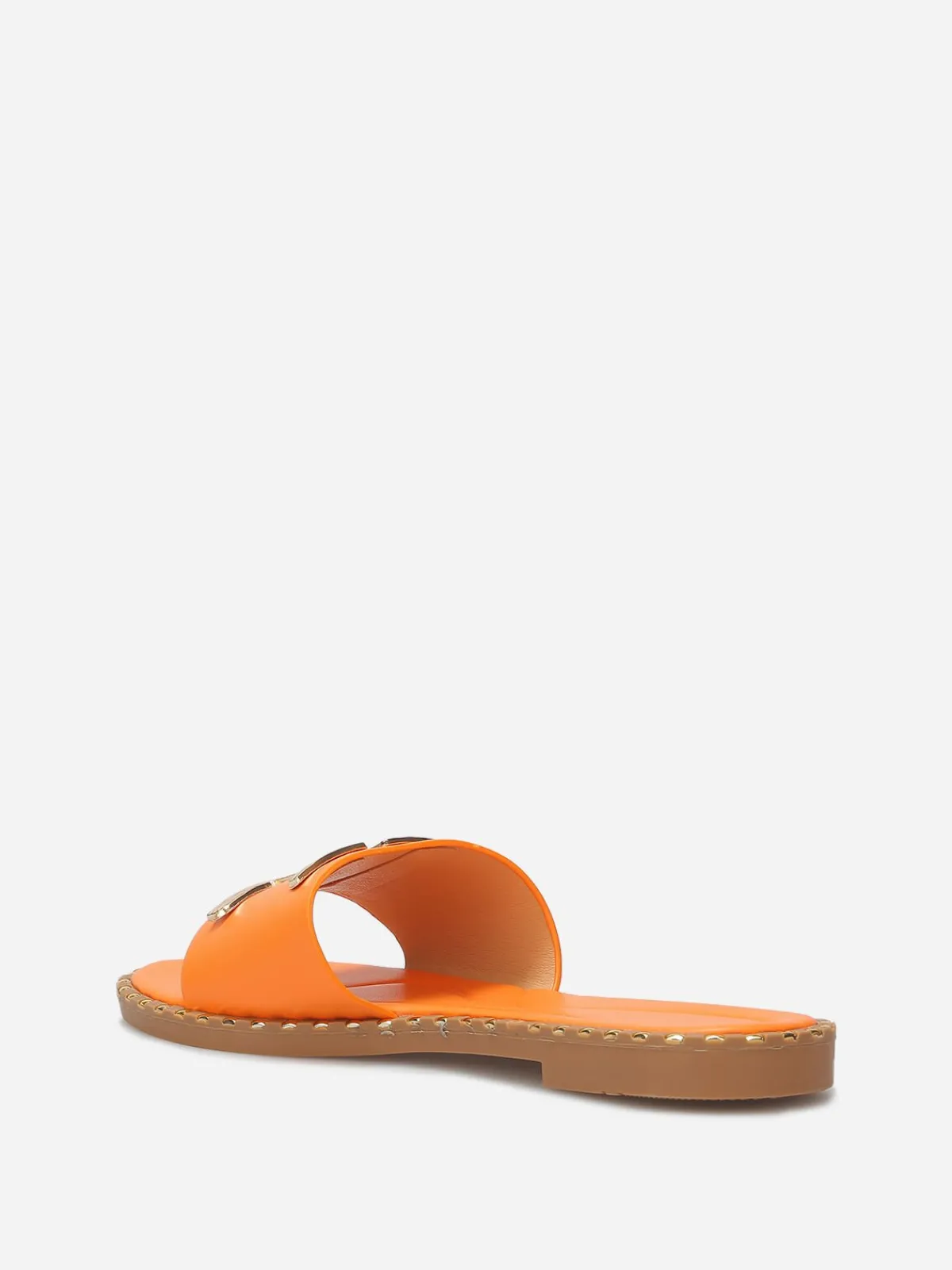 Discount La Modeuse Mules plates à détails dorés Orange