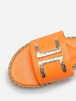 Discount La Modeuse Mules plates à détails dorés Orange